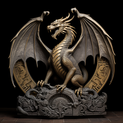 gold dragon - hueforge by sduppleganger art 2d hue forge fantasy 3d print model - Mito3D