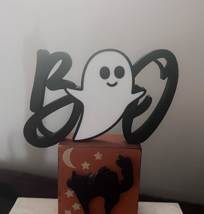 boo halloween decor by lindnjoe household ghost decoration table sign 3d print model - Mito3D