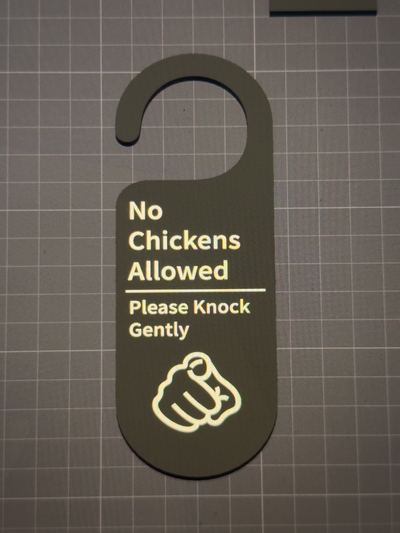 no chickens allowed door sign by thejoker household decor 3d print model - Mito3D