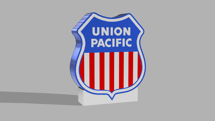 union pazifik logo led leuchtkasten by nebelig kunsthandwerk kunst zeichen logos züge zug anzeige lampe licht box eisenbahn dekor modell 3d print model - Mito3D