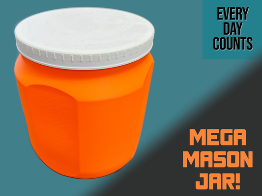 mega mason jar - twice size by day counts household house models lid container storage vase mode 3d print model - Mito3D