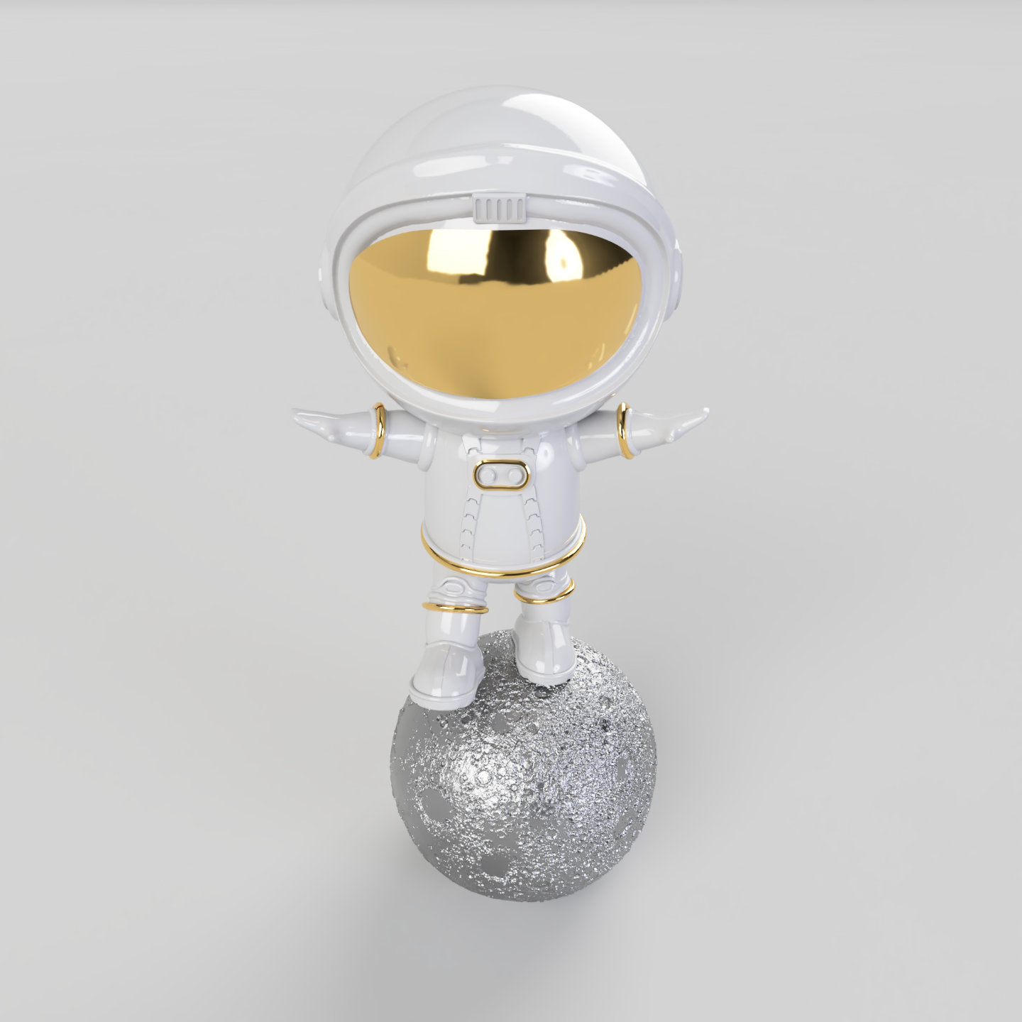 mignonne astronaute étape lune by joker 3d art sculptures galaxie blanc gris or multi couleur 3D print model - Mito3D