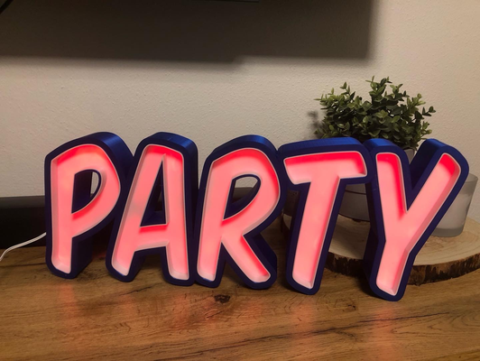 party led lightbox partylampe by flexn-3d art signs & logos partydecor lamp ledlamp rgbled partylamp homedecor 3d print model - Mito3D
