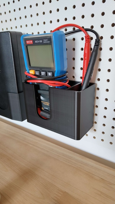 multimeter holder metric pegboards remixed by codie-fz tools organizers pegboard 3d print model - Mito3D