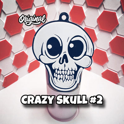 crazy skull keychain 2 by tiroplast 3d art coin & badges easy 3d print model - Mito3D