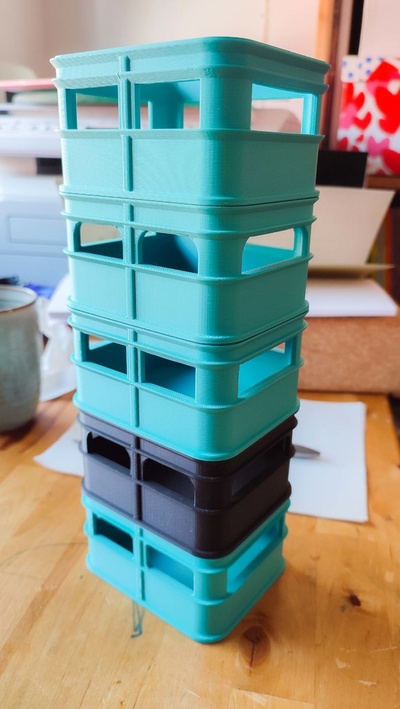 stackable storage box in bottle crate optix by meister edel household house models container stand crest battery storagebox kiste thingiverse customized batterybox stapelbar flaschen bierkiste 3d print model - Mito3D