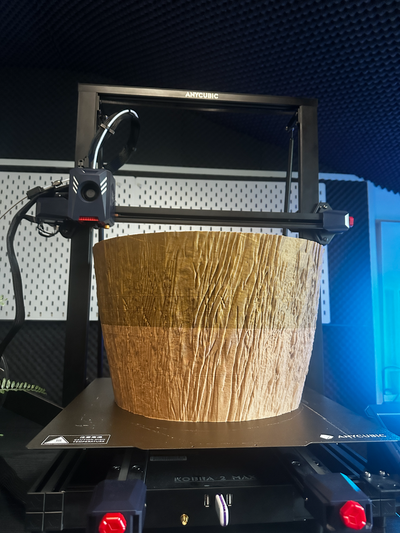 bois vase spirale mode by plastic3d ménage décor poubelle texture arbre souche 3d print model - Mito3D