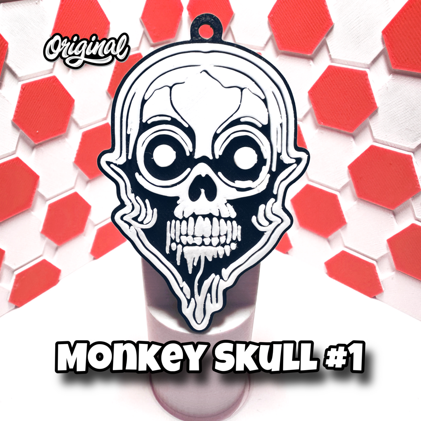 monkey skull keychain 1 by tiroplast 3d art coin & badges easy print 3D print model - Mito3D