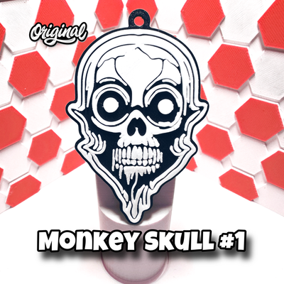 monkey skull keychain 1 by tiroplast 3d art coin & badges easy print 3d print model - Mito3D