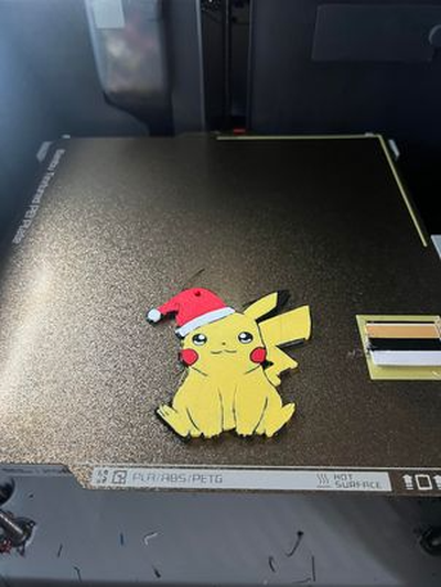 christmas pikachu - keyring keychain by love prints art models pokemon yellow mouse hat santa festive fun key 3d print model - Mito3D
