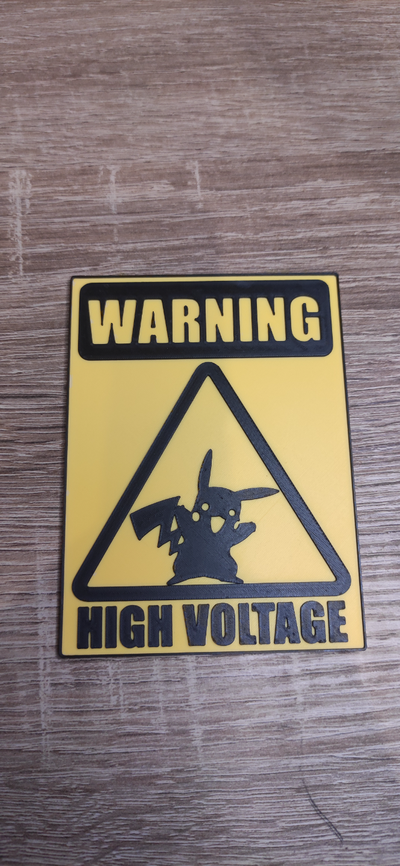 avvertimento hight voltaggio pikachu by carlson arte segni loghi cartello segnale pericolo alta tensione 3d print model - Mito3D