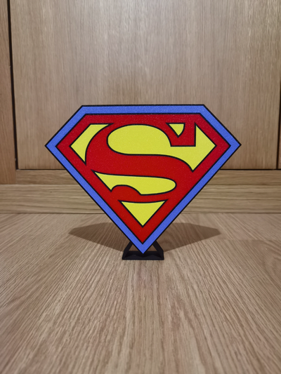 super man logo led lamba by eklem sanat işaretler logolar dc çizgi roman süper kahraman hafif kutu 3d print model - Mito3D