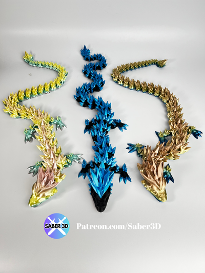 articulated crystal dragon by saber3d toys & games articulating flexy flexi flexible toy print easy crystaldragon creature pet mythical decor 3d print model - Mito3D