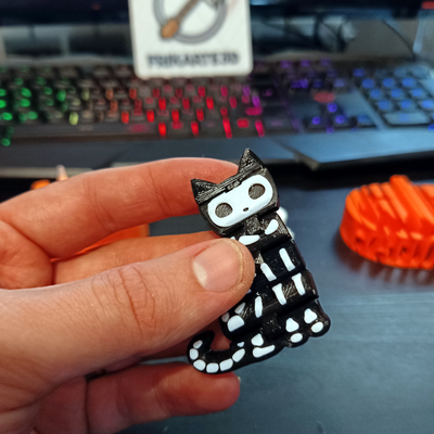 víspera santos flexi esqueleto gato by frikarte3d juguetes juegos halloween2023 articulado 3d print model - Mito3D