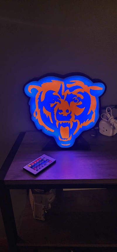chicago bears light box by tridimension printworks art signs & logos dabears lightbox 3d print model - Mito3D