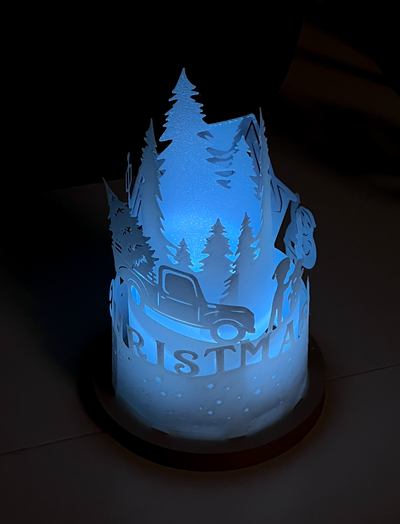 fröhlich weihnachten laterne by lindnjoe haushalt dekor licht dekoration lkw szene 3d print model - Mito3D