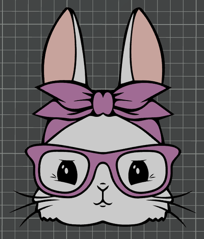 bunny glasses - ams ready by ben art 2d multicolour sweet cut 3d print model - Mito3D