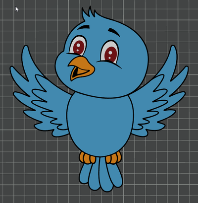 fofa azul pássaro ams pronto by ben arte 2d multicor doce desenho animado 3d print model - Mito3D