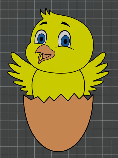 lindo recién nacido pájaro in roto huevo by ben arte 2d ams listo multicolor 3d print model - Mito3D
