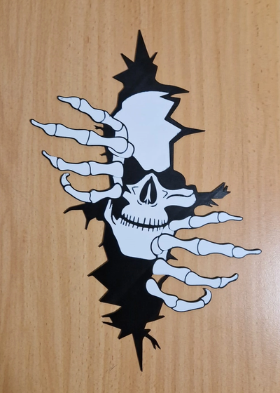 skull in wall - ams ready by ben art 2d horror 3d print model - Mito3D