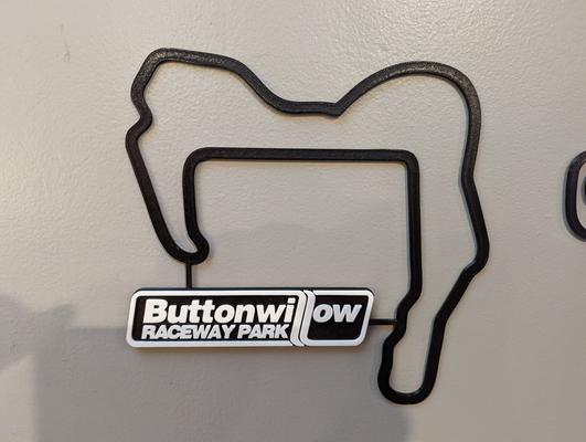 buttonwillow track map multi color nameplate by dakjones82 art models wall outline racetrack 3d print model - Mito3D