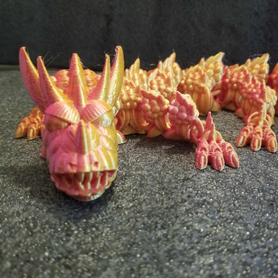 shakaworld3d bumpy crawler dragon by miniatures creatures art articulated flexi flexy fidget 3d print model - Mito3D