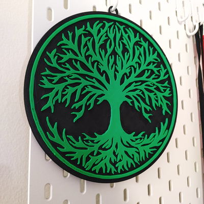 ağaç of hayat duvar dekor by metal kafalı baskı sanat işaretler logolar viking norse 3d print model - Mito3D