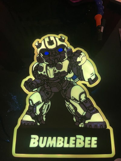 bumblebee transformers led light box by flavourvapess art 2d bumble bee ams colour quick fun 3d print model - Mito3D