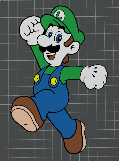 luigi super mario zeichen ams bereit by ben kunst 2d bruder nintendo mehrfarbig 3D print model - Mito3D