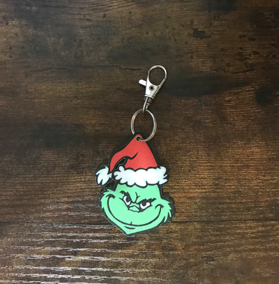 grinch by slowpoke's workshop art 2d christmas keychain winter decor color multi coulor decorations 3d print model - Mito3D