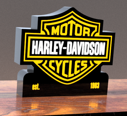 harley davidson led lightbox by mfdesigns3d art signs & logos light box 3d print model - Mito3D