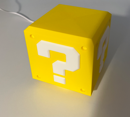 super mario question block led lamp kit by turtletech creations props & cosplays mystery prize coin light up nintendo nintendo64 3d print model - Mito3D