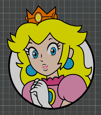princess peach - super mario characters ams ready by ben art 2d nintendo game gaming sweet multicolour 3d print model - Mito3D