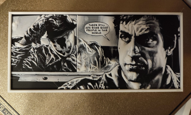 taxi driver - watchmen by classic 25 generative 3d model hueforge & lithophane rohrschach comic movie cameo crossover filament painting de niro robert black white panel crime frame framed 3d print model - Mito3D