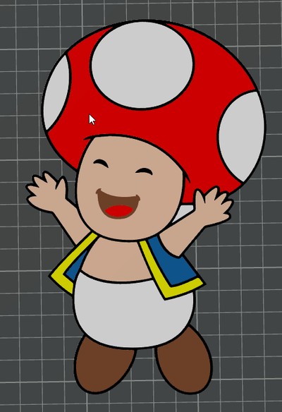 toad - super mario characters ams ready by ben art 2d nintendo multicolour 3d print model - Mito3D