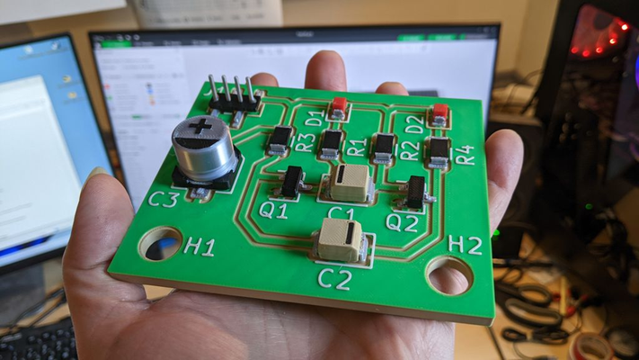 electrónico circuito tablero tarjeta impreso by panda63 pasatiempo bricolaje diy electrónica modelo smd transistor resistor elko tantalio fr4 3d print model - Mito3D