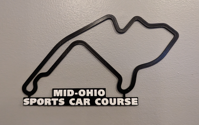 mid - ohio track map nameplate wall art by dakjones82 models maps race outline racing 3d print model - Mito3D