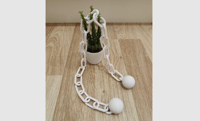 chaîne impression in endroit by ingénieur ménage décor balle boule ballchain miniature prison halloween printinplace 3d print model - Mito3D