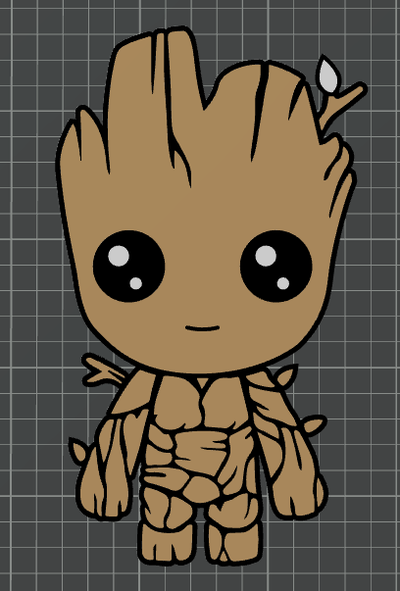 groot guardians of galaxy - ams ready by ben art 2d multicolour 3d print model - Mito3D