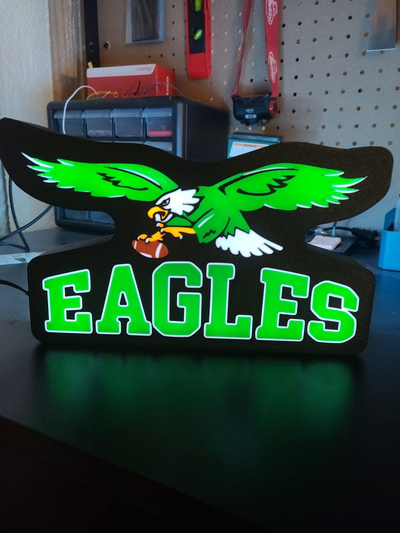 old eagles logo light up sign by britts prints art signs & logos philadelphia nfl box team football lightbox 3d print model - Mito3D