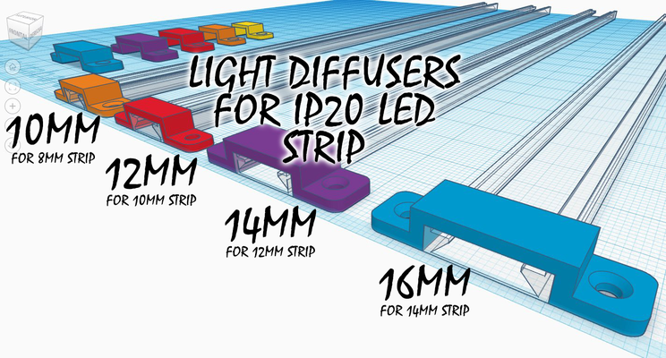 light diffuser ip20 ip30 led strips by bs 3d print household decor strip smd 5050 5050rgb cob bs3dprint 3d print model - Mito3D