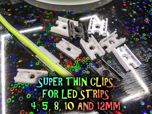 clip led streifen super dünn 4 5 8 10 12mm by bs 3d drucken werkzeuge veranstalter installieren bs3dprint smd 5050 5050rgb ip30 ip20 ip65 cob 3d print model - Mito3D