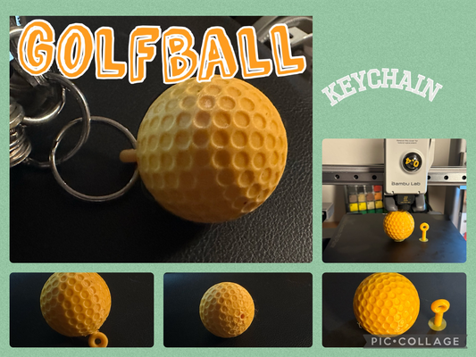 golfball screw keychain by jav-3d hobby & diy sport outdoors golf accesories key accessory sports bambu 3d print model - Mito3D