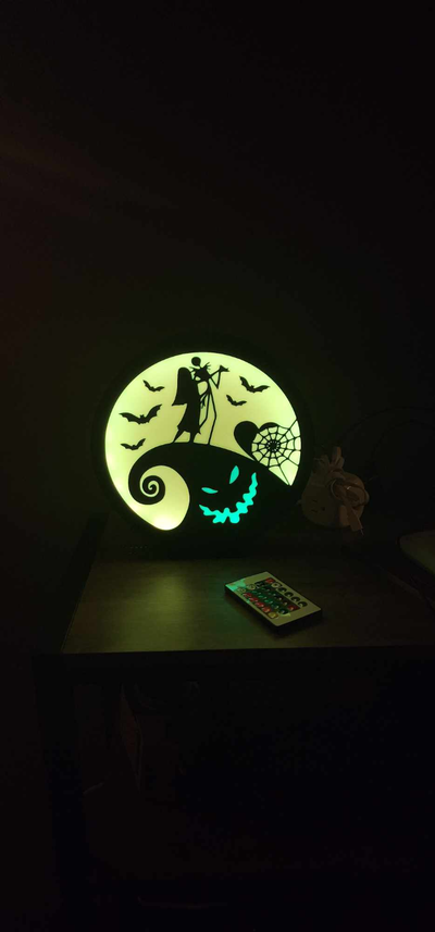 jack sally nightmare christmas light box by tridimension printworks art signs & logos halloween led lamp 3d print model - Mito3D