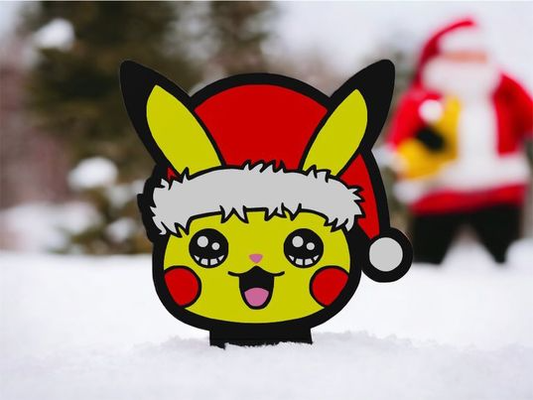 weihnachten pikachu leuchtkasten by liebe druckt kunst modelle santa weihnachtsmänner hut bommel spaß niedlich licht lichtbox pokémon abonnieren 3d print model - Mito3D