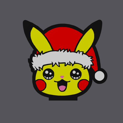 christmas pikachu keyring keychain by love prints art models pokemon santa santashat hat fun cute pokemonbaby 3d print model - Mito3D