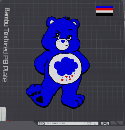 grumpy bear by mintprintz art 2d carebear wall 3d print model - Mito3D