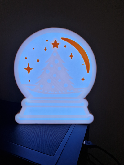 schnee globus weihnachten by 3dgifts be kunst zeichen logos leuchtkasten licht shake 3d print model - Mito3D