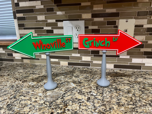 grinch signs by mkcamc art & logos christmas decoration decor decorations sign ams multicolor holiday easy print fun celebration colorful post 3d print model - Mito3D