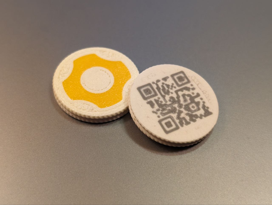 stemfie - sign token coin qr bu0200x0025 spn-sgn-0028 by stemfie3d education engineering code medal meccano lego blocks toy 3d print model - Mito3D